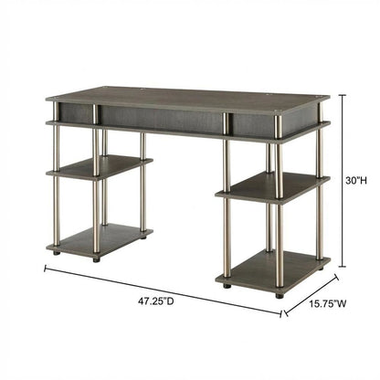 Wooden Student Desk With Melamine Surface And Steel Tube Frame For Study Space