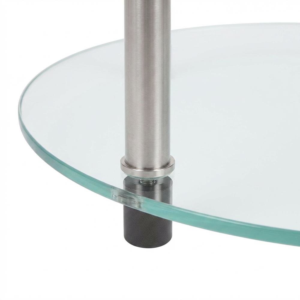 Round Glass Accent Table with 3 Tiers for Living Room and Lounge Spaces