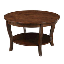 Brown Round Coffee Table with Lower Shelf for Stylish Living Room Storage