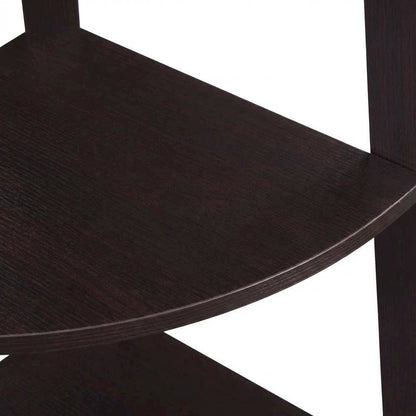 Wide Corner Bookcase with Espresso Finish and Multiple Shelves