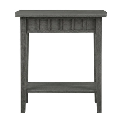 Dark Gray End Table with Shelf and Wirebrush Finish