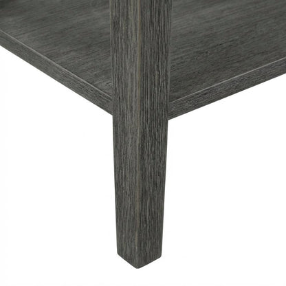 Dark Gray End Table with Shelf and Wirebrush Finish