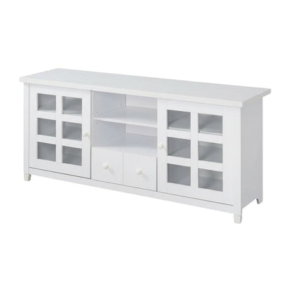 White 1-Drawer TV Stand with Storage Cabinets and Shelves for 65-Inch TVs