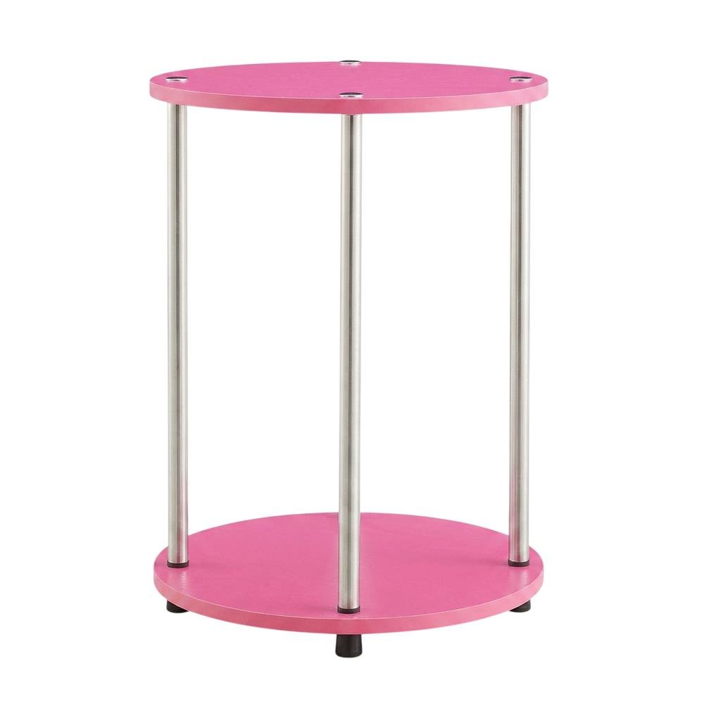 Pink 2-Tier Round End Table with Modern Design and Sturdy Construction