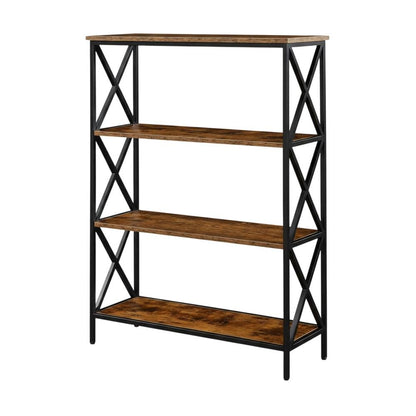 Powder Coated Metal 4-Tier Bookcase with Durable Finish for Home Office Storage