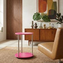 Pink 2-Tier Round End Table with Modern Design and Sturdy Construction
