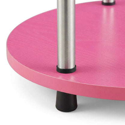 Pink 2-Tier Round End Table with Modern Design and Sturdy Construction