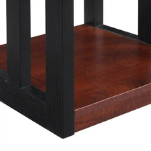 Cherry and Black Finish End Table with Shelves, Modern and Sturdy