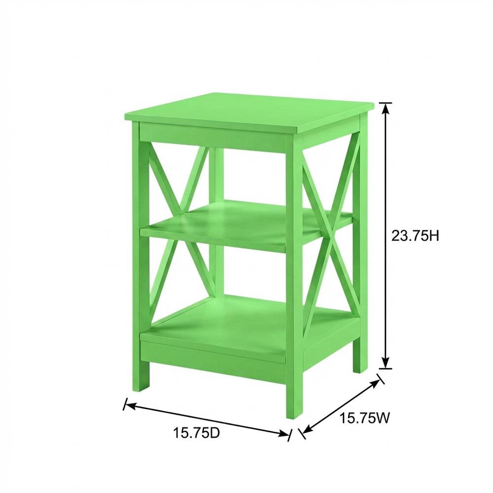 Lime End Table with Shelves in Transitional Coastal Style