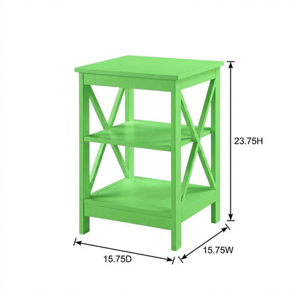 Lime End Table with Shelves in Transitional Coastal Style