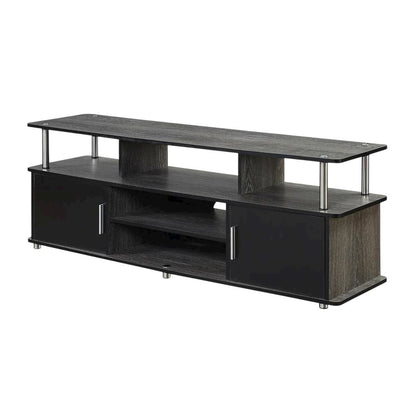 Weathered Gray/Black TV Stand with Melamine Veneer and Sturdy Construction