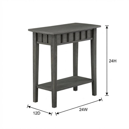 Dark Gray End Table with Shelf and Wirebrush Finish