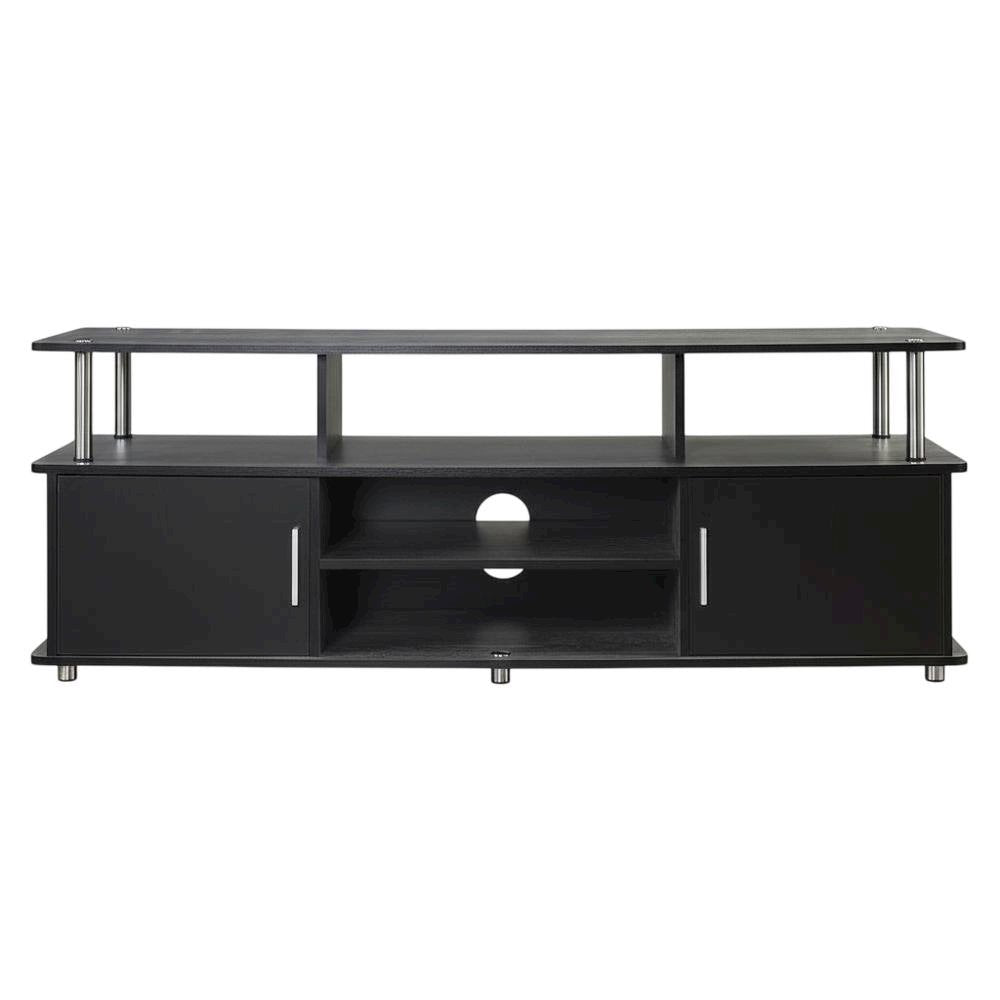 Weathered Gray/Black TV Stand with Melamine Veneer and Sturdy Construction