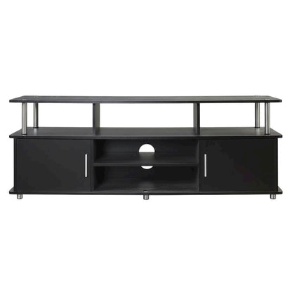 Weathered Gray/Black TV Stand with Melamine Veneer and Sturdy Construction
