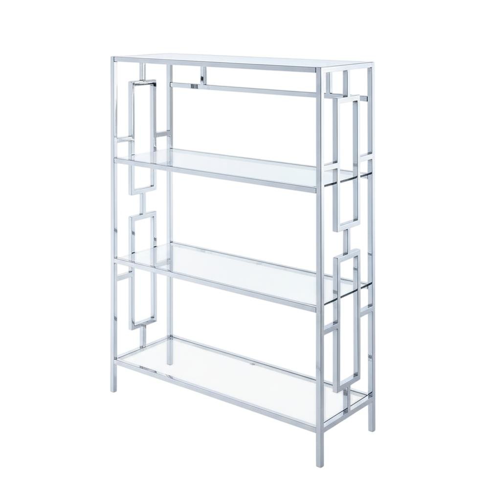 Clear Glass 4-Tier Bookcase with Sleek Contemporary Style