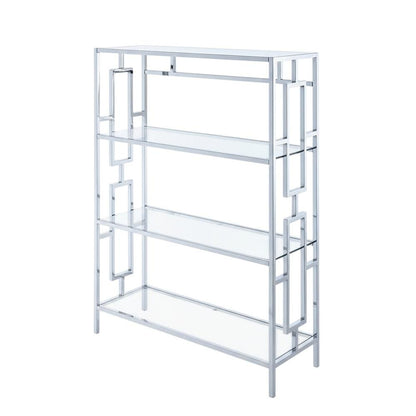 Clear Glass 4-Tier Bookcase with Sleek Contemporary Style