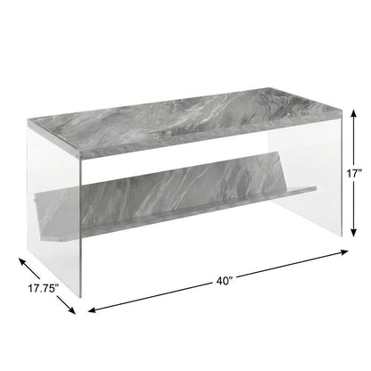 Glass Coffee Table with Shelf Contemporary Design and Sturdy Construction SKU
