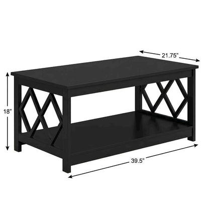 Black Particle Board Diamond Coffee Table with Contemporary Style