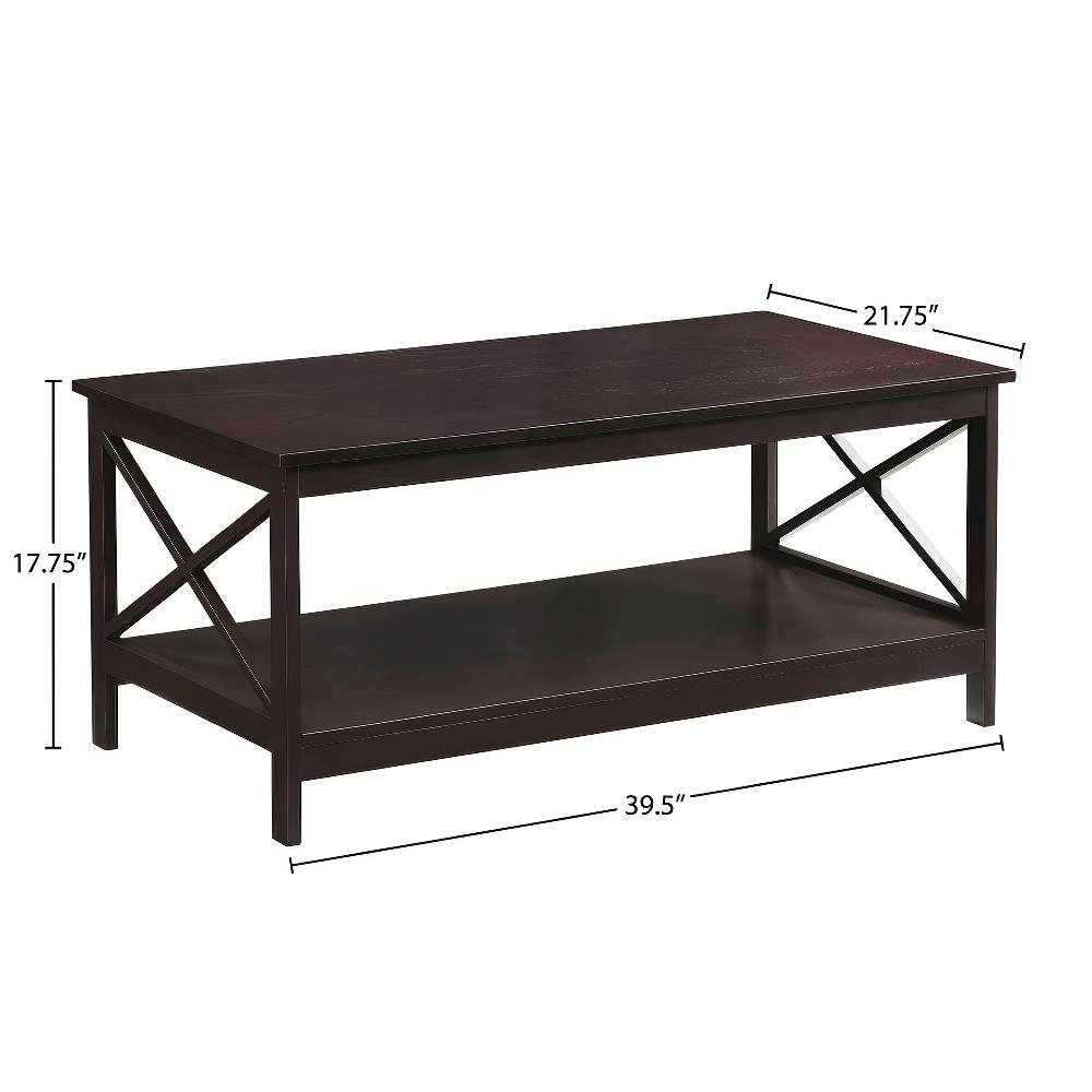 Espresso Coffee Table with MDF Construction and Sturdy Design for Living Room
