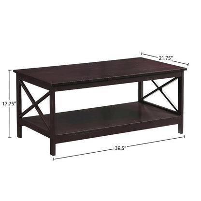 Espresso Coffee Table with MDF Construction and Sturdy Design for Living Room