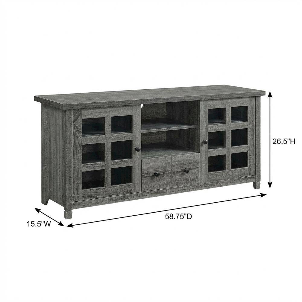 Contemporary Gray TV Stand with 1 Drawer, Storage Cabinets and Shelves