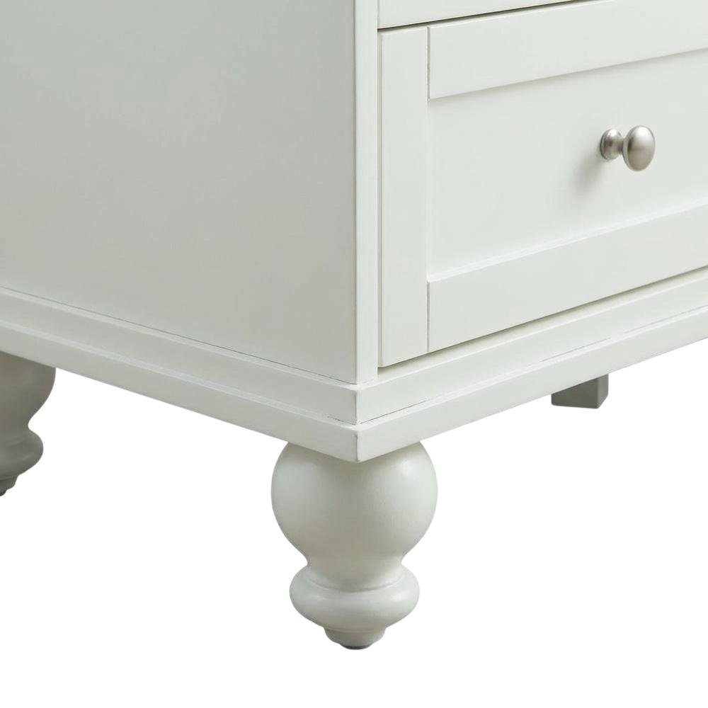 White Solid Wood Pine TV Stand with Ash Veneer and Tempered Glass accents