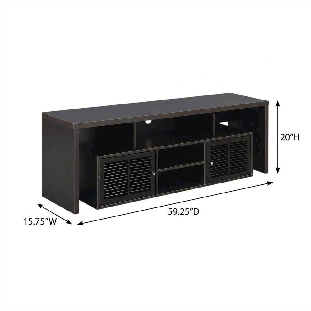 Espresso TV Stand with Bamboo Door and Melamine Veneer Finish for Flat Screens