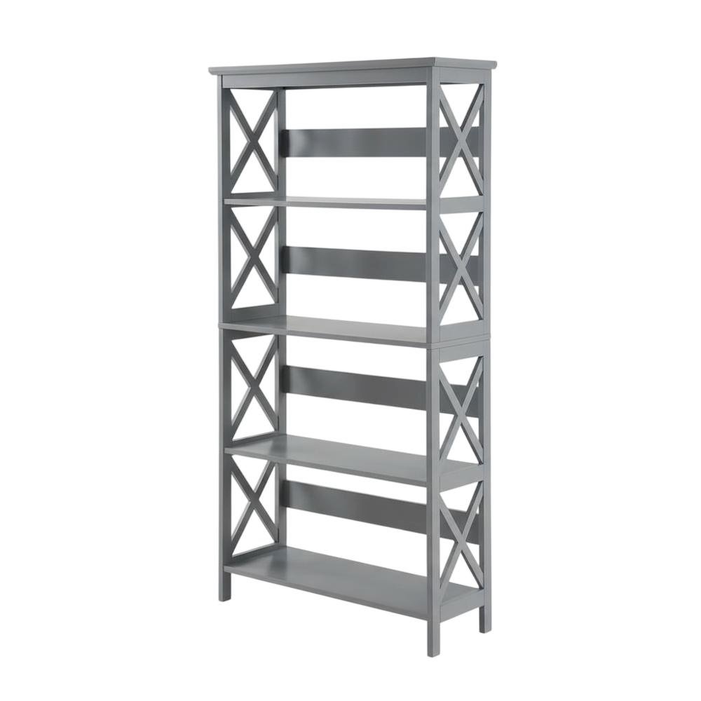 Wooden 5-Tier Bookcase in Rustic Finish with Classic Storage Design