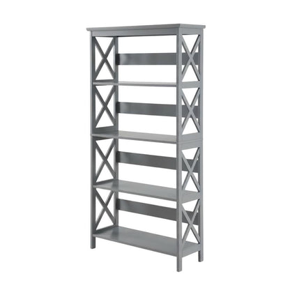 Wooden 5-Tier Bookcase in Rustic Finish with Classic Storage Design