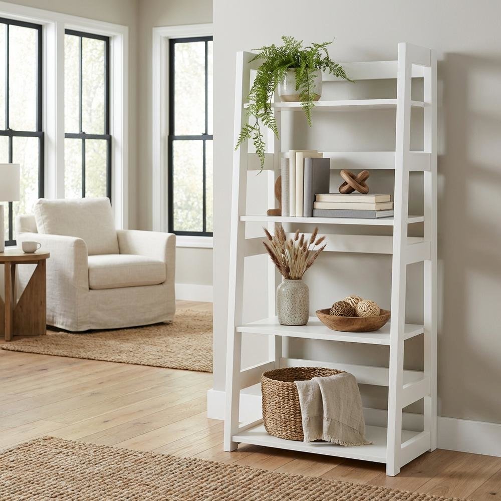 Wooden Trestle Bookcase with Melamine Veneer and MDF Finish for Home Storage