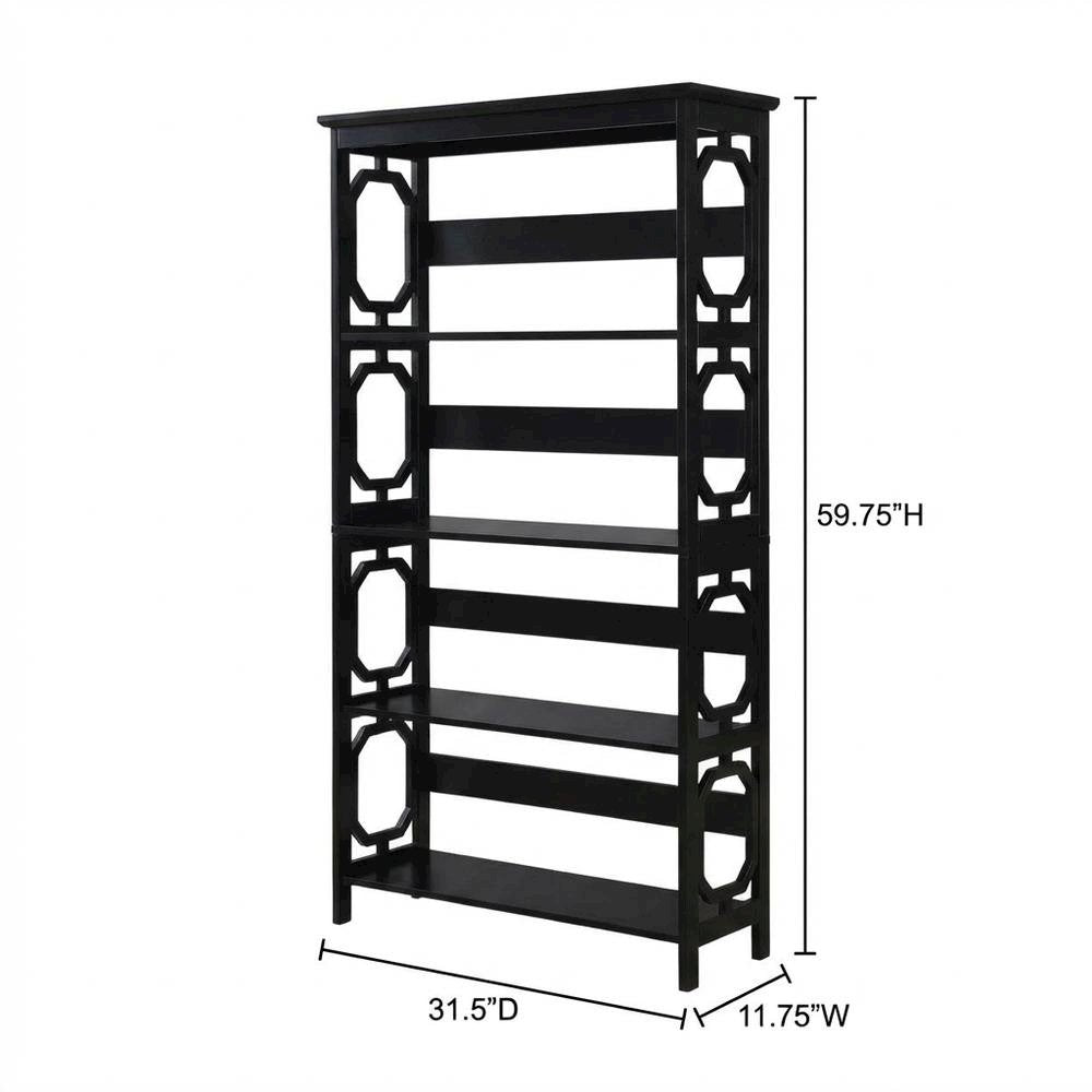 Wooden 5-Tier Bookcase with Sturdy Shelves and Non-Lead Paint Finish