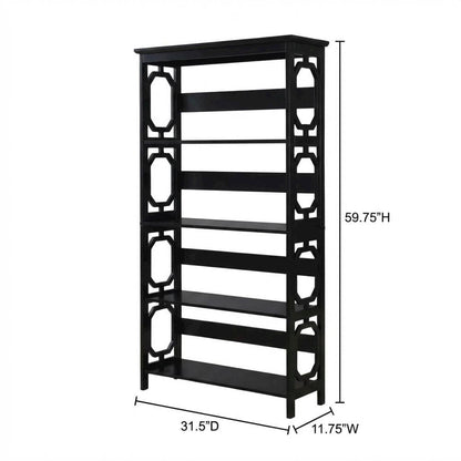 Wooden 5-Tier Bookcase with Sturdy Shelves and Non-Lead Paint Finish
