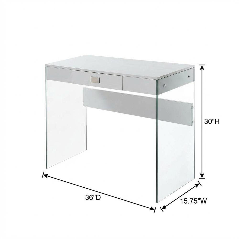 White Glass-Top Desk With Modern Contemporary Style