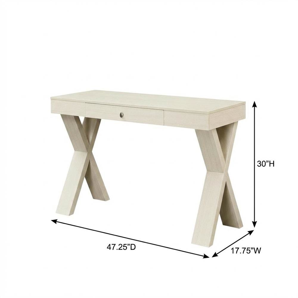 Ivory 1 Drawer Desk With White Finish And Mdf Construction For Office Workspace