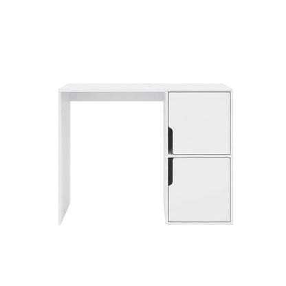 White Student Desk With Storage Cabinets And Melamine Veneer Finish