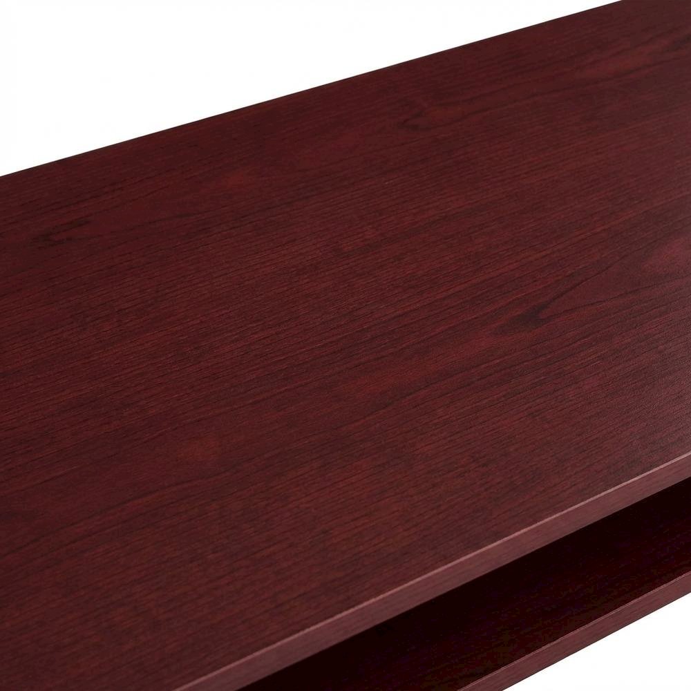 Wooden Student Desk, Shelves, Melamine Veneer And Steel Finish For Workspace