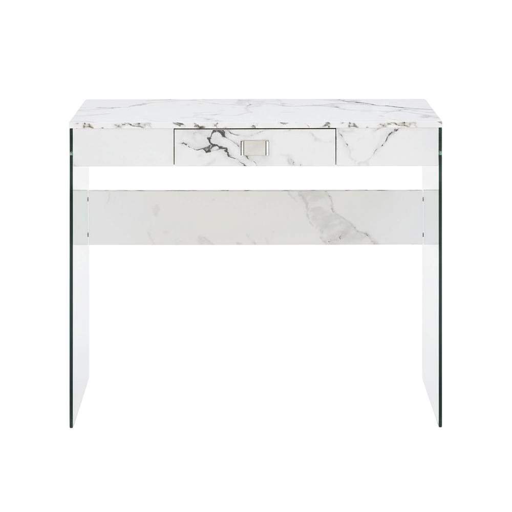 White Marble And Glass Office Desk With Modern Contemporary Style