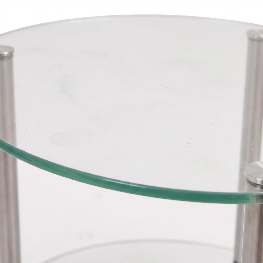 Round Glass Accent Table with 3 Tiers for Living Room and Lounge Spaces