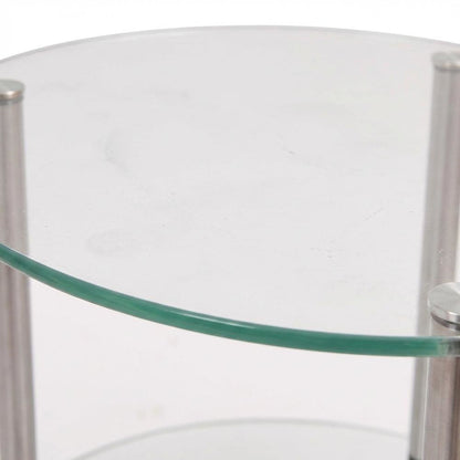 Round Glass Accent Table with 3 Tiers for Living Room and Lounge Spaces