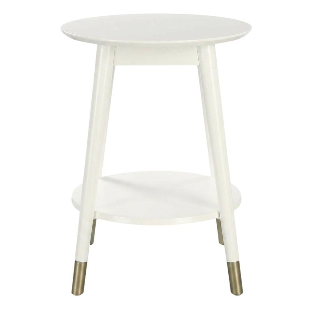 Mid Century Round End Table with Bottom Shelf for Living Room and Lounge
