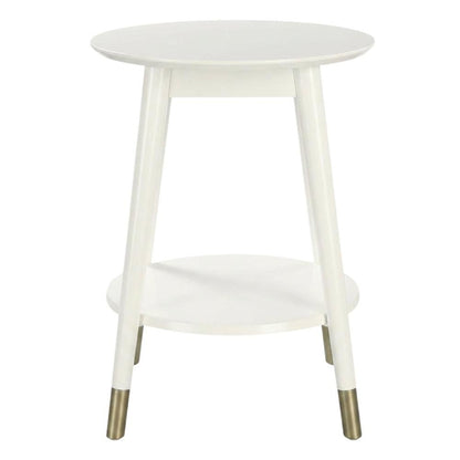 Mid Century Round End Table with Bottom Shelf for Living Room and Lounge