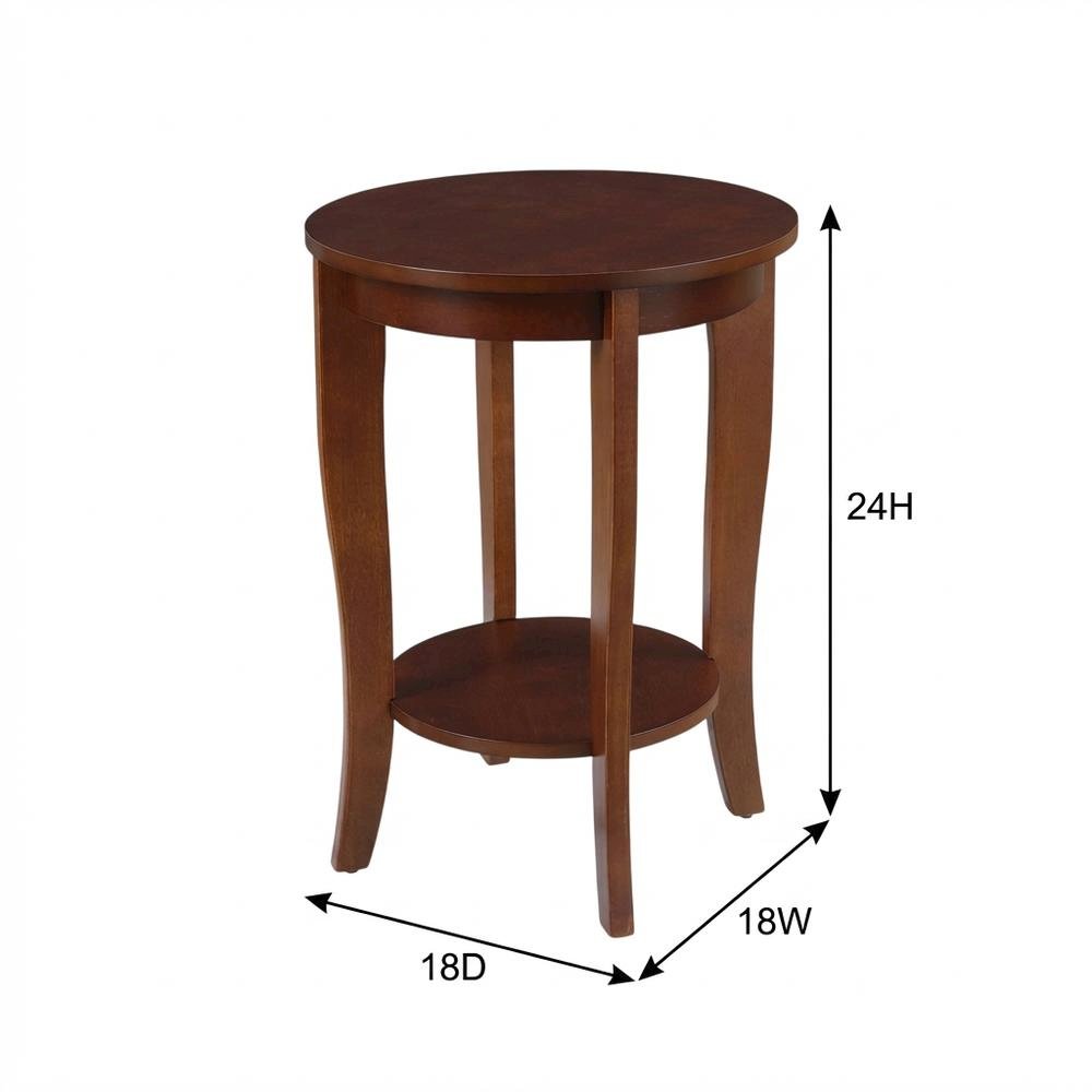 Mahogany Round End Table with Shelf for Classic and Transitional Styles