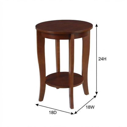 Mahogany Round End Table with Shelf for Classic and Transitional Styles
