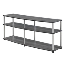 Weathered Gray 3-Tier TV Stand with Particle Board and Stainless Steel Poles
