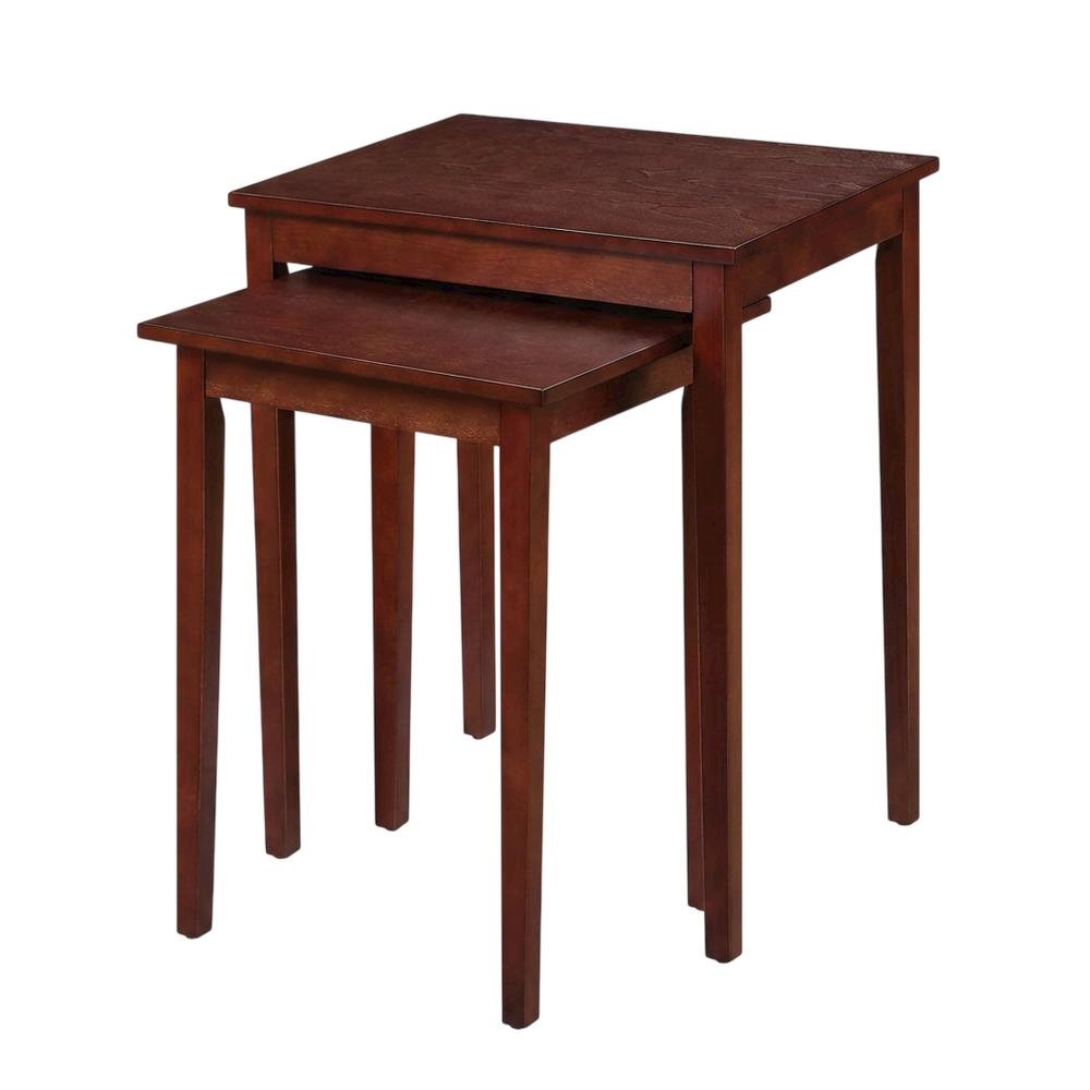 Wood Finish End Tables with Storage Shelves for Living Room and Bedroom