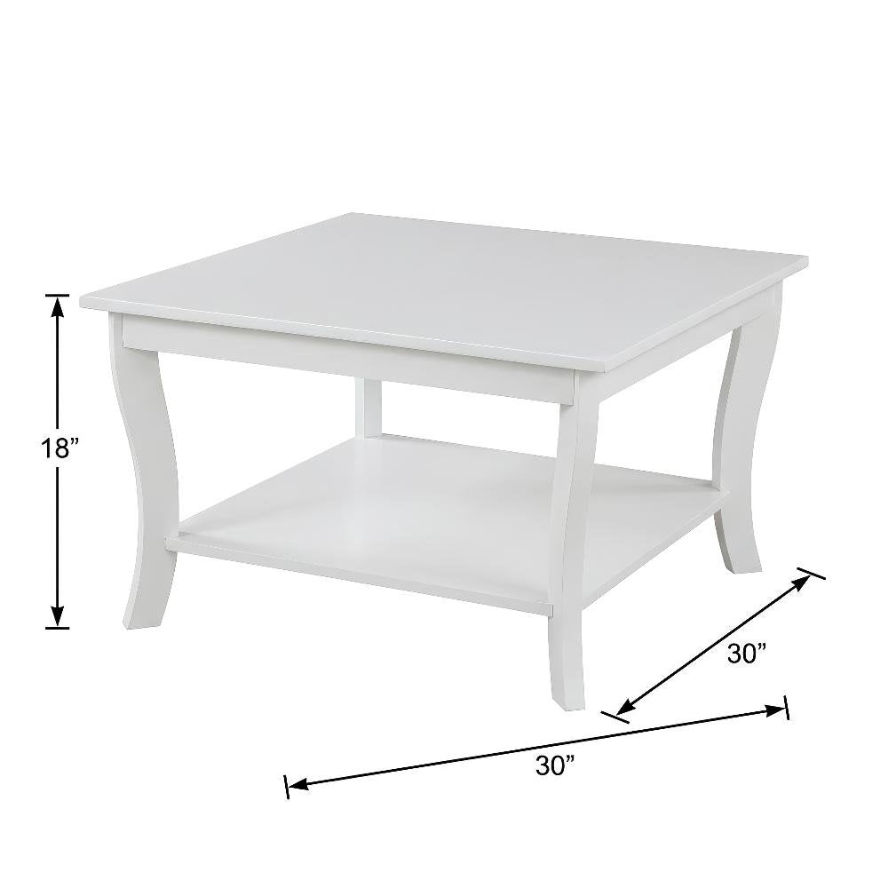 White Square Coffee Table with MDF Construction, Sturdy Design for Living Room