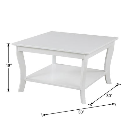 White Square Coffee Table with MDF Construction, Sturdy Design for Living Room