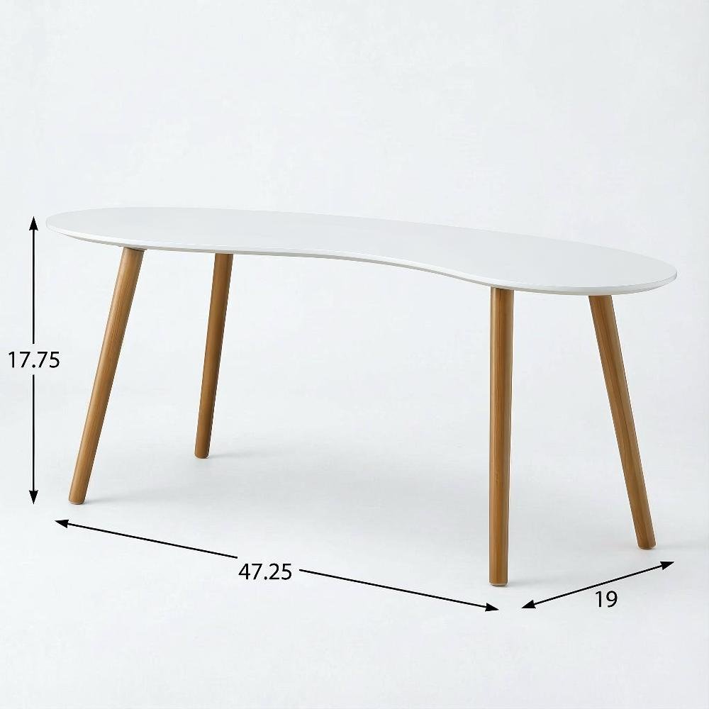 White Neutral Bean Shaped Coffee Table MDF Surface with Stylish Design
