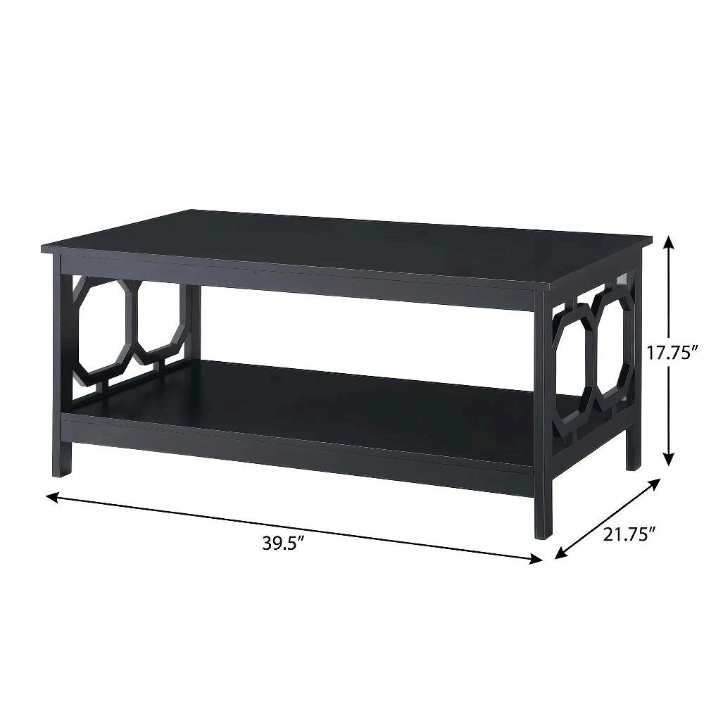 Black MDF Coffee Table with Shelf Contemporary Design Sturdy Storage
