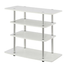 White TV Stand with 4-Tier Shelves and Transitional Design